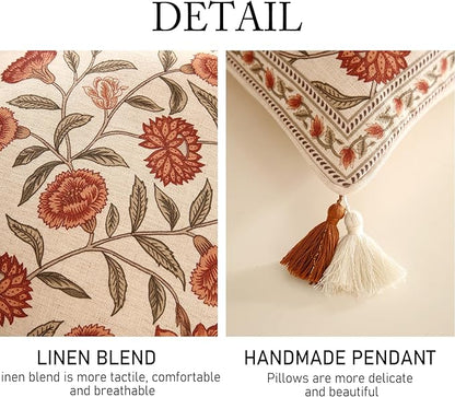 ISAENNE Design Linen Square Vintage Throw Pillow Covers 18"x18", Brick Red - Image 5