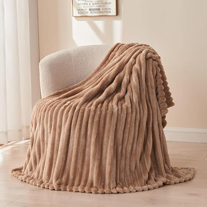 NEWCOSPLAY Super Soft Queen Blanket Taupe Premium Silky Flannel Fleece 3D - Image 9