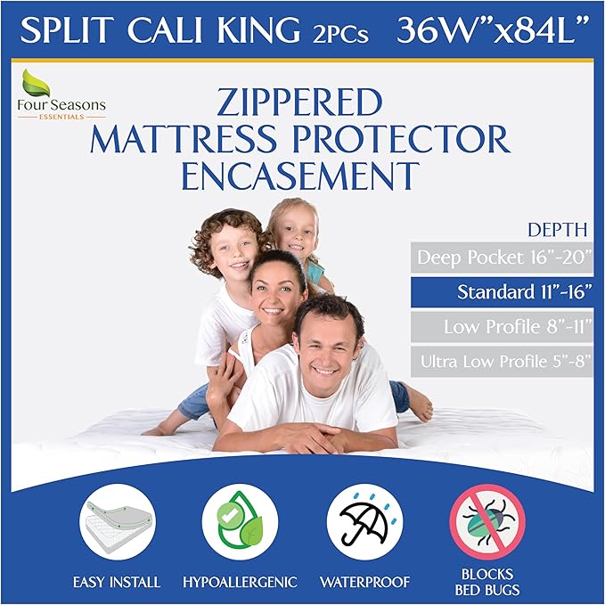 Split Cali King Mattress Encasement 36" x 84" by FourSeasonsEssentials