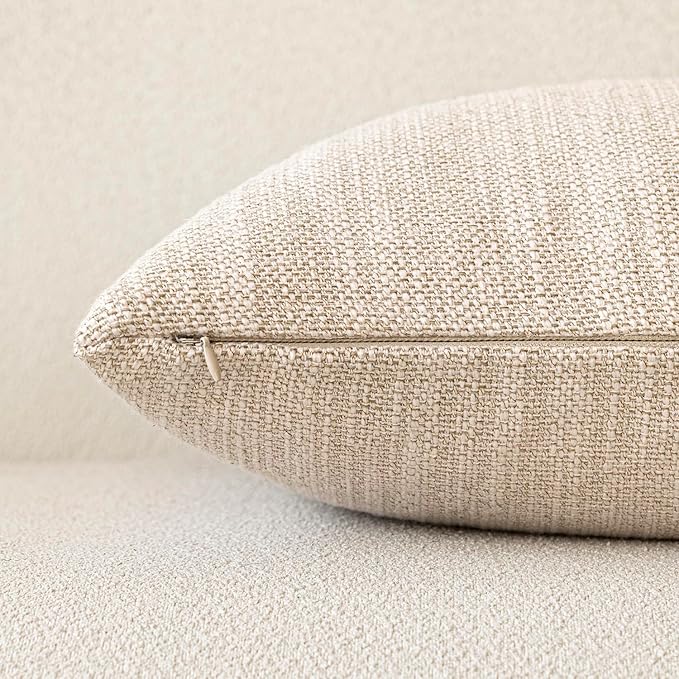 Foindtower Set of 2 Decorative Textured Burlap Linen Throw Pillow Covers - Image 2