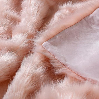 HORIMOTE HOME Pink Faux Fur Throw Blanket, Long Pile Light Pink Fur Blanket - Image 5