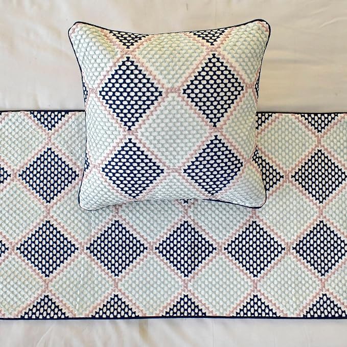 The HomeCentric King/Queen/Twin Blue Decorative Bed Runner Queen 74"x18" Bed - Image 3