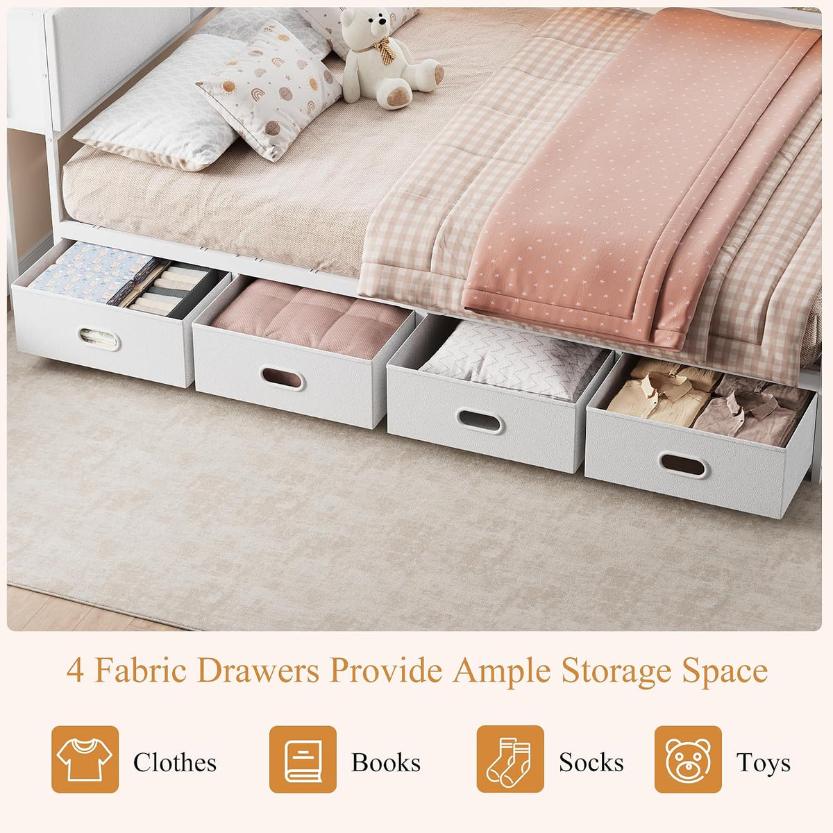 full corner bed frame with 4 storage bookcases on a desk or shelf