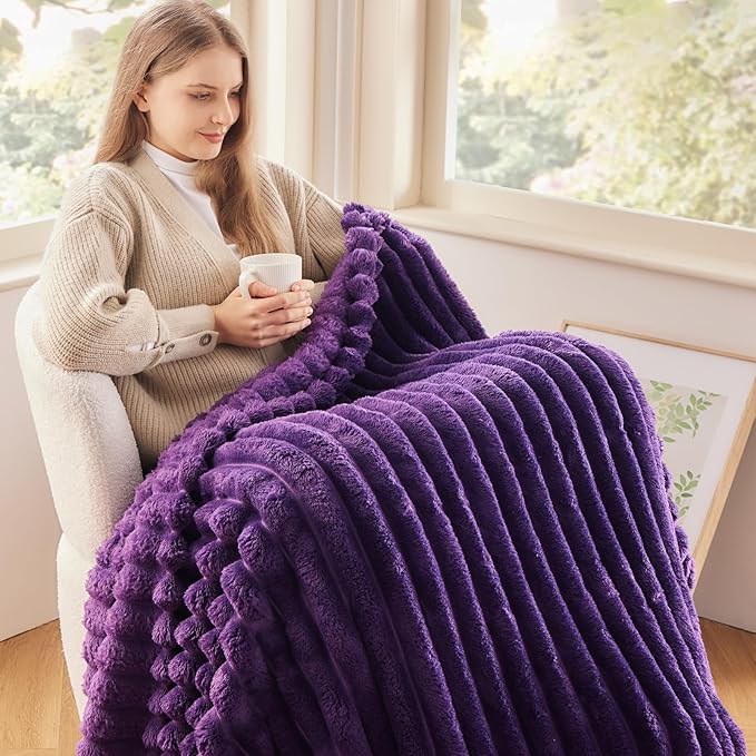 NEWCOSPLAY Super Soft Twin Blanket Purple Premium Silky Flannel Fleece 3D - Image 2
