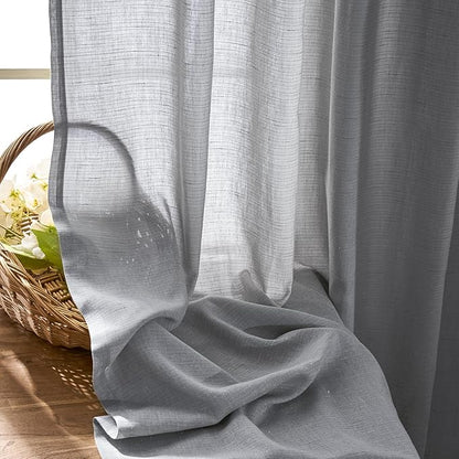 jinchan Grey Linen Blend Curtains 63 inch Length 2 Panels - Image 7