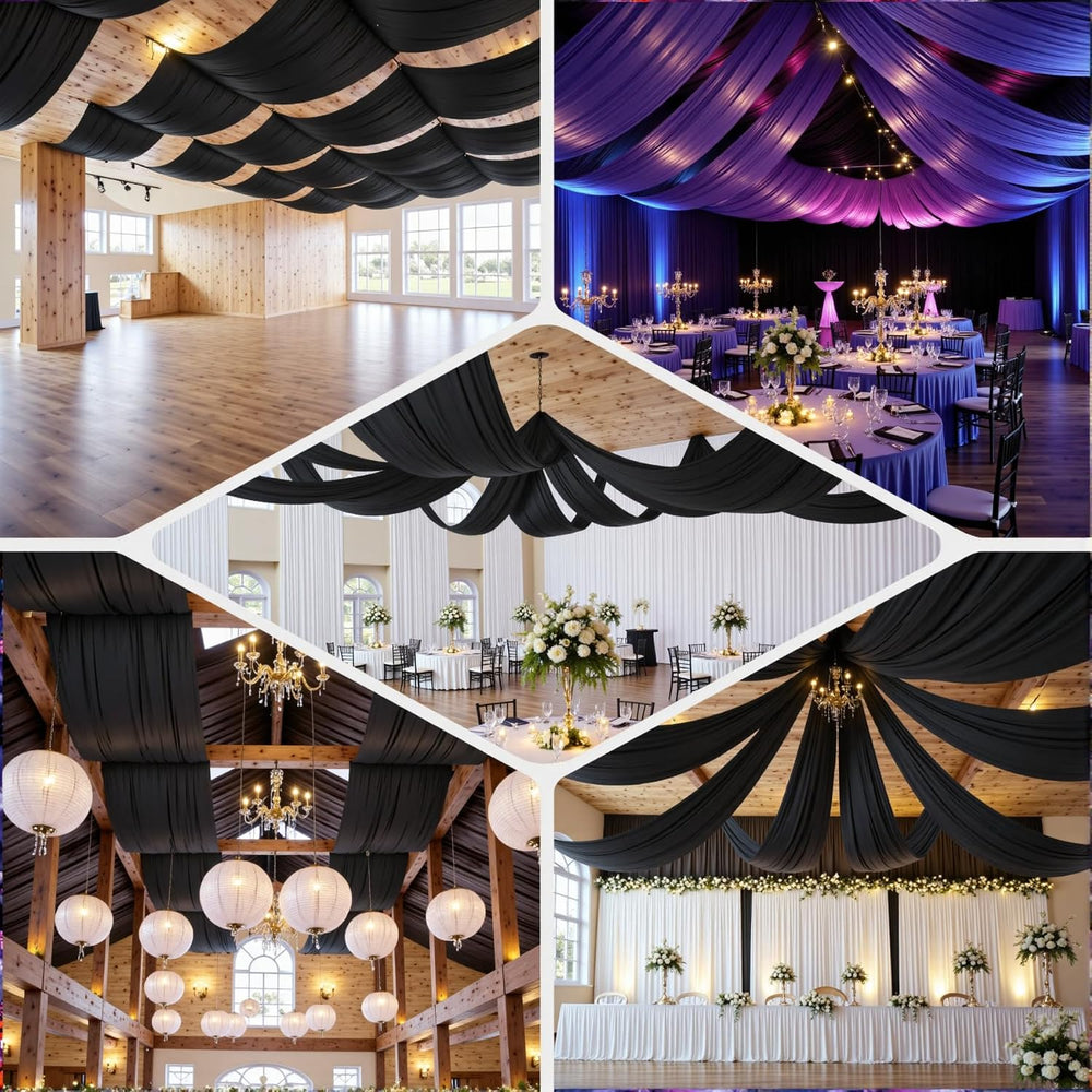 50ftx40ft Black Ceiling Curtain for Halloween Parties