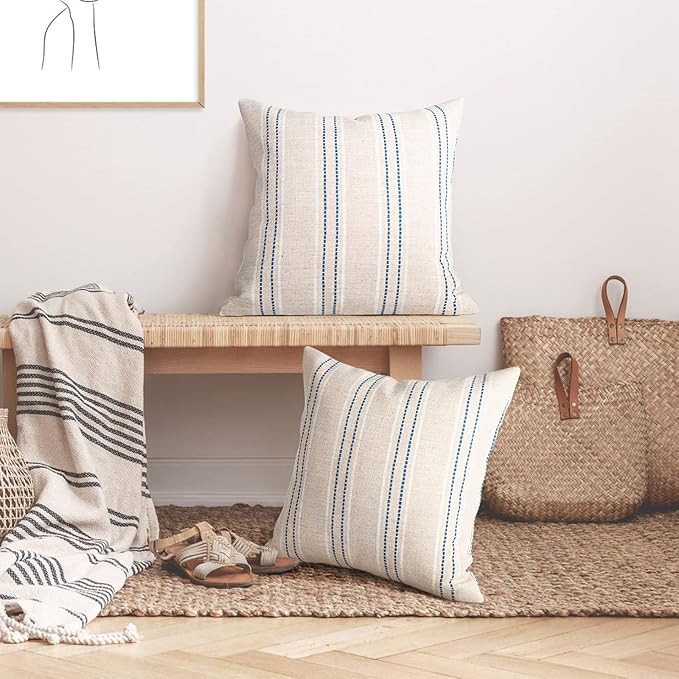 AELS 18x18 Decorative Farmhouse Linen Throw Pillow Covers, Boho Textured Pillow - Image 5