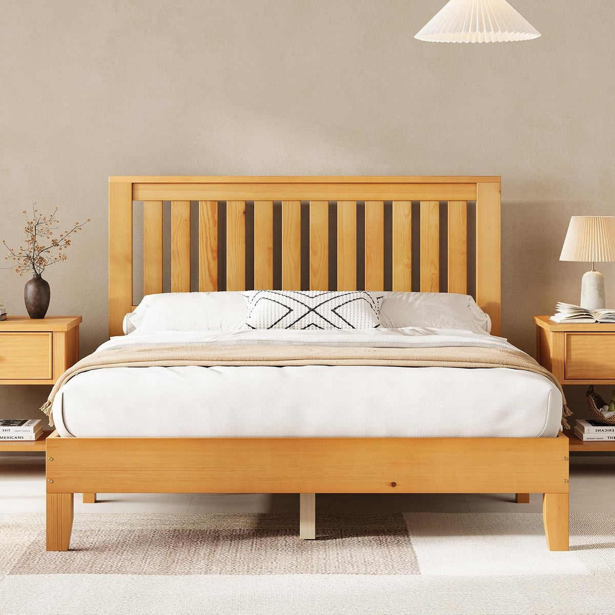 amerlife solid wood full size bed frame with, main product view
