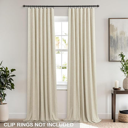KOUFALL Beige Linen Blackout Curtains - Image 3
