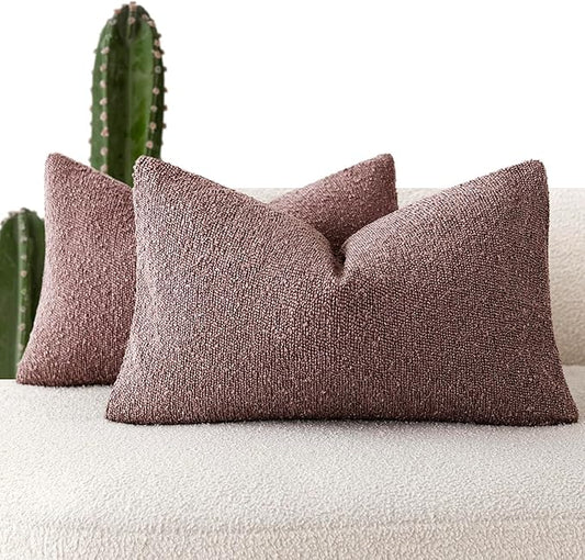 Foindtower Pack of 2 Textured Boucle Throw Pillow Covers Accent Solid by Foindtower
