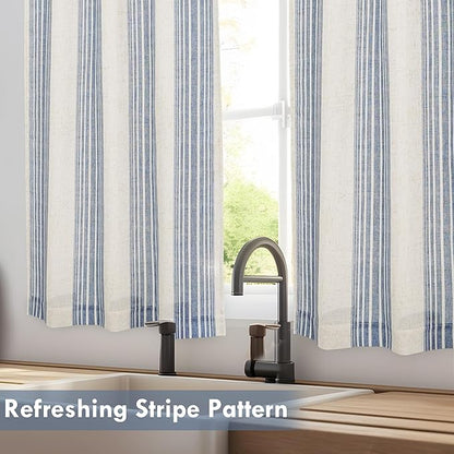 DriftAway Kitchen Curtains Striped Tier Linen Short Pinstripe Cafe Curtains 36 - Image 7