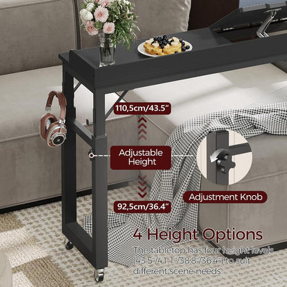 mahancris overbed table with wheels, mobile bed desk, package contents