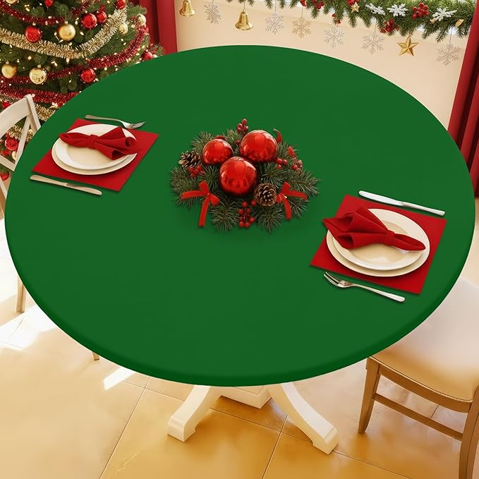 Round Spandex Tablecloth, Elastic Fitted Waterproof Tablecloths by Moosfor