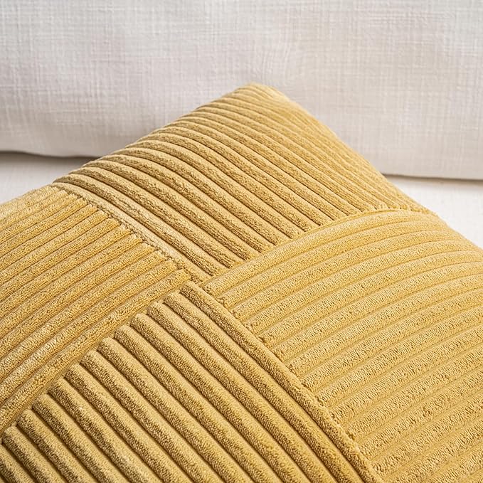 Fancy Homi 2 Packs Mustard Yellow Lumbar Decorative Throw Pillow Covers 14x24 - Image 3