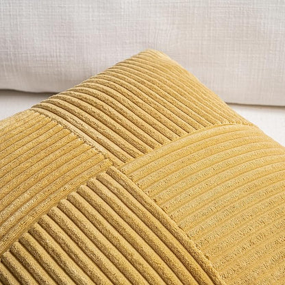 Fancy Homi 2 Packs Mustard Yellow Long Lumbar Decorative Throw Pillow Covers - Image 3
