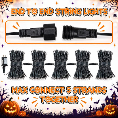 OZS Connectable 2-Pack 164Ft 400LED Halloween String Lights, Purple&Green