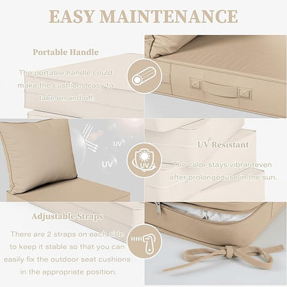 Outdoor Seat Cushion Set 22 L × 24 W × 5 H Inch Waterproof & Fade Resistant - Image 4