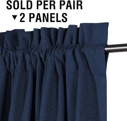 H.VERSAILTEX Linen Look 100% Blackout Curtains 63 Inches Long - Image 3