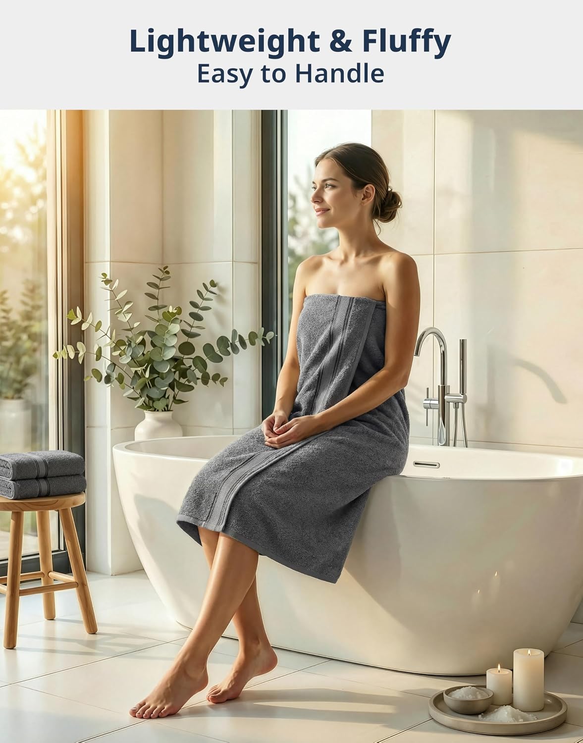 lane linen bath towel set 100% cotton 12 shown in use