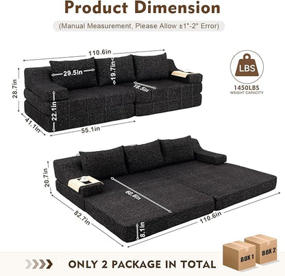 MEISSALIVVE Pull Out Sofa Bed, Queen Size Sleeper Sofa Bed - Image 2