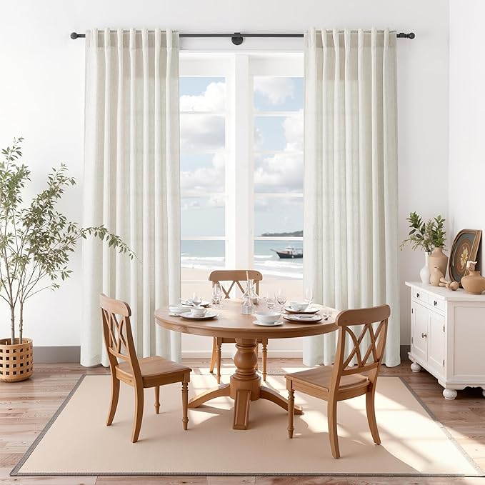 Nanspring Mousse White Linen Curtains 84 Inches Long - Image 8