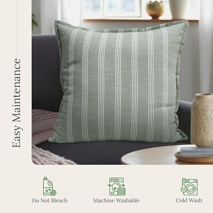 SanVia Sage Bliss Premium Cotton Throw Pillow Covers, 20 x 20 Inches, Luxury - Image 6