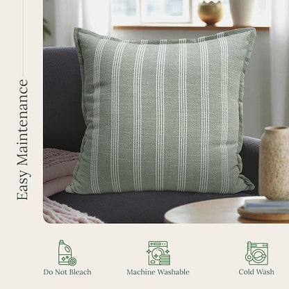 SanVia Sage Bliss Premium Cotton Throw Pillow Covers, 20 x 20 Inches, Luxury - Image 6
