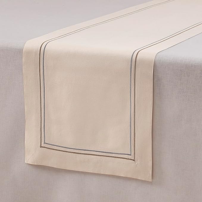 Home Ekaa Cotton Linen Table Runner 90 Inches Long – Summer Beige Table Runner - Image 4