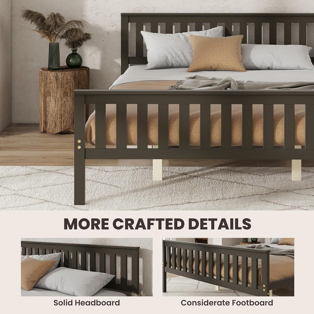 GIANTEX Queen Size Wood Platform Bed Frame, Mid Century Queen Bed Frame with ...