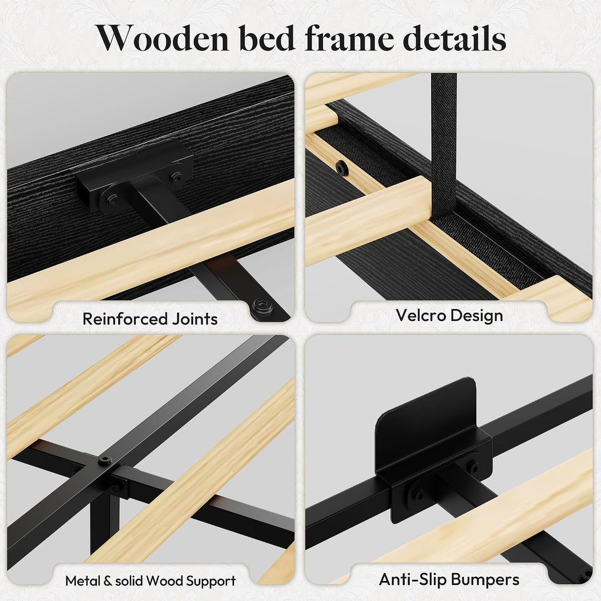 king size bed frame with 50.2" tall upholstered on a desk or shelf