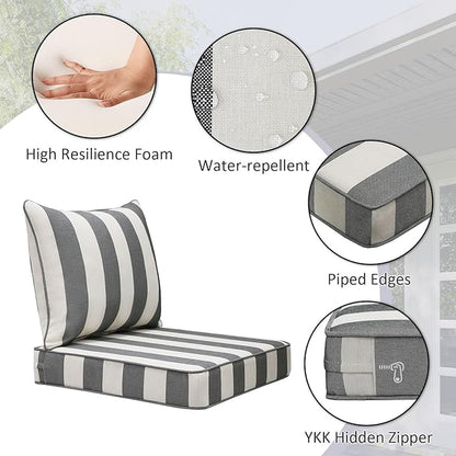 Outdoor Patio Chair Cushions Set, Water-Repellent, Fade Resistant, Deep Seat - Image 4