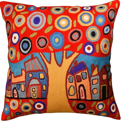 Red Tree of Life Throw Pillow Cover Karla Gerard Floral Tree Pillowcase Flower by Kashmir+Designs