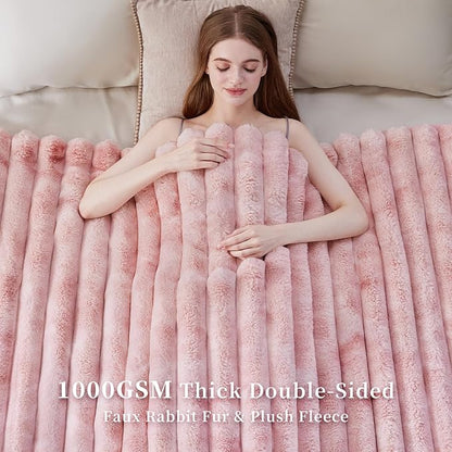 Fluffy Faux Fur Throw Blanket, Thick 1000GSM Soft Cozy Throw Blankets - Image 4
