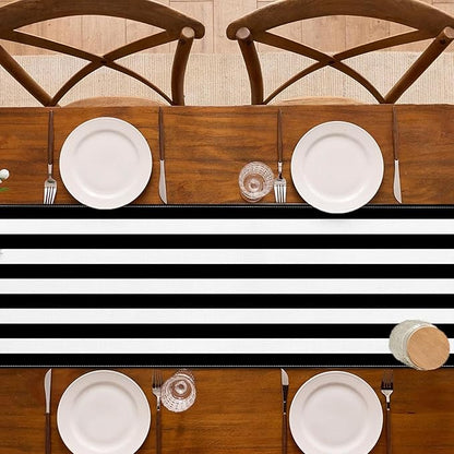 Black and White Cabana Striped Table Runner Birthday Party Decoration Baby - Image 5