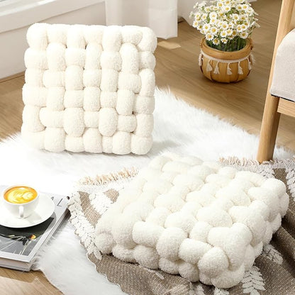 Wenqik 2 Pcs Knot Pillows Square Knotted Plush Throws Soft Accent Pillows - Image 4