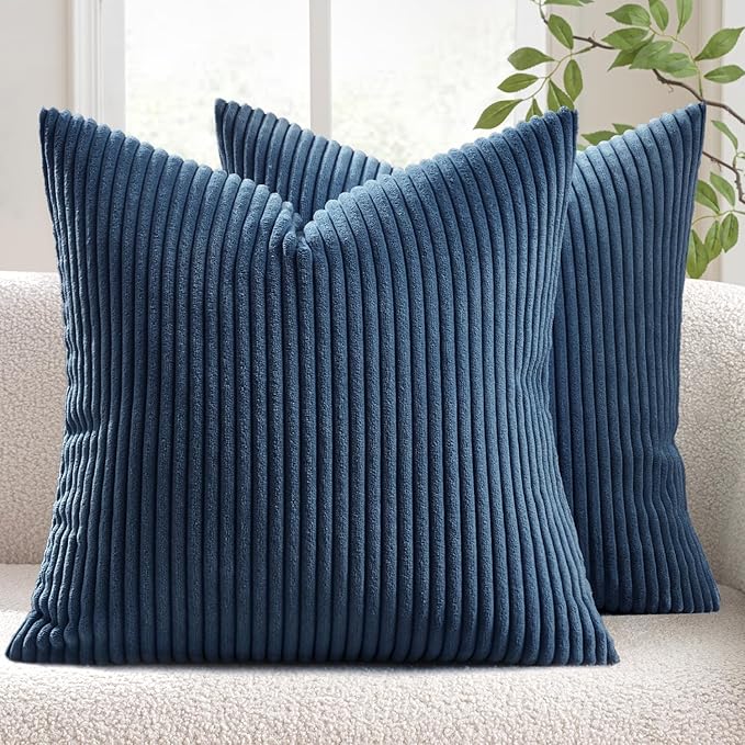 MIULEE Winter Pack of 2 Corduroy Soft Soild Decorative Square Throw Pillow by MIULEE