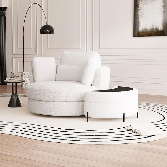 Aoiy & Wifon 50.2'' W Oversized Swivel Barrel Chair - Image 7