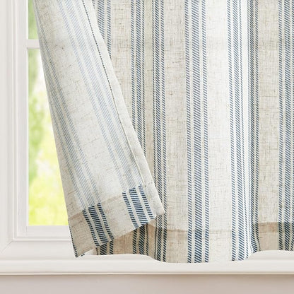 jinchan Striped Linen Kitchen Curtains 36 Inch Cafe Tier Curtains Balanced - Image 6