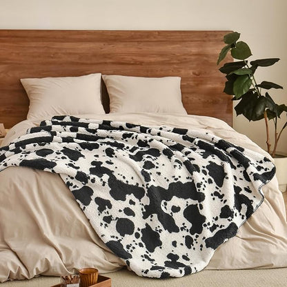 PHF Cute Cow Print Sherpa Throw Blanket - Image 4