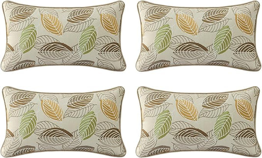 Outdoor Sunbrella Decorative Pillows Pack of 4, Momento Spring by Supdurplus