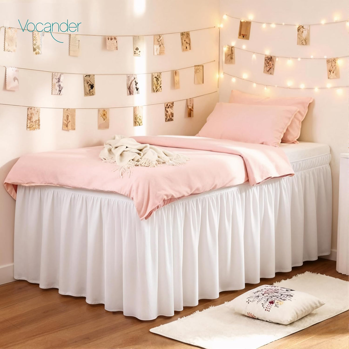 white twin xl college dorm bed skirt 42", main product view