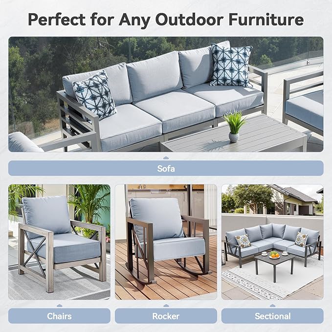 6" Thick Outdoor Cushions 22x24x6, 1-Set Deep Seat Patio Cushions - Image 6