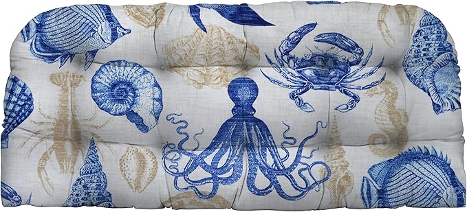RSH DECOR: Tufted Wicker Loveseat Cushion | 41” x 19" | All-Weather Spun Fabric by RSHDECOR