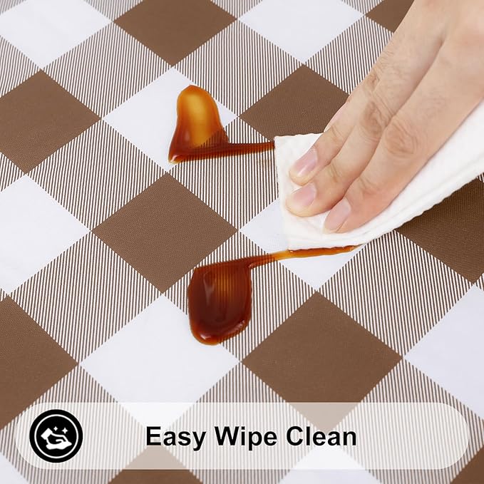 Smiry Rectangle Picnic Table Cloth, Elastic Waterproof Fitted Vinyl Tablecloths - Image 4