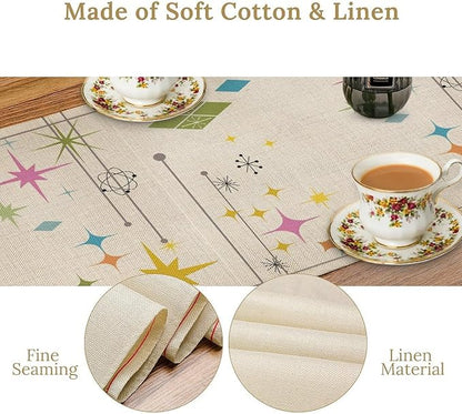 Abstract Geometric Table Runner Bathroom Mid Century Minimalist Stars Modern - Image 4
