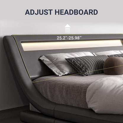 allewie king size led platform bed frame with, side view
