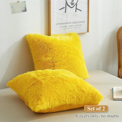XeGe Faux Fur Throw Pillow Covers, Luxury Fluffy Plush Pillow Shams, Shaggy - Image 2