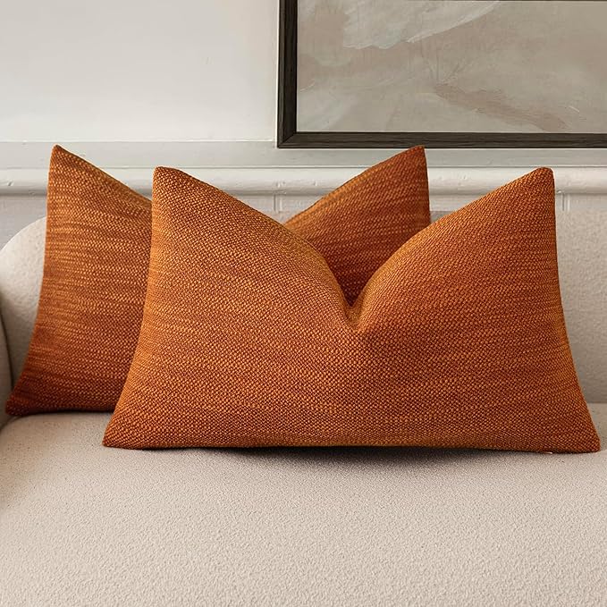 Foindtower Set of 2 Decorative Textured Burlap Linen Throw Pillow Covers by Foindtower