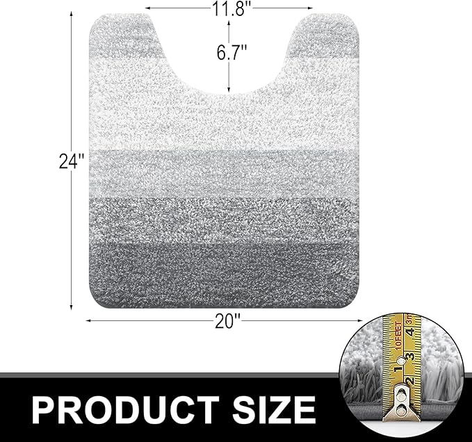 OLANLY Luxury Toilet Rugs U-Shaped 24x20, Extra Soft and Absorbent Microfiber - Image 2