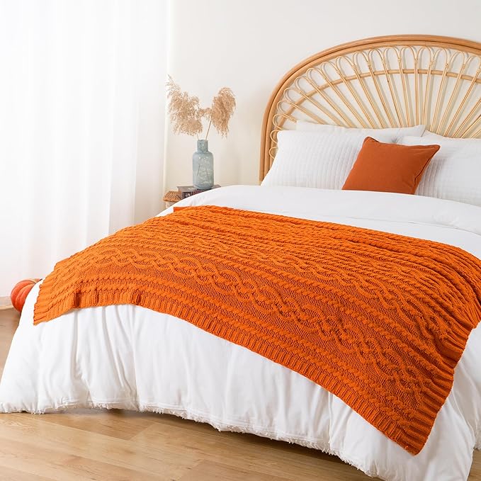 Battilo Burnt Orange Throw Blanket - Image 7